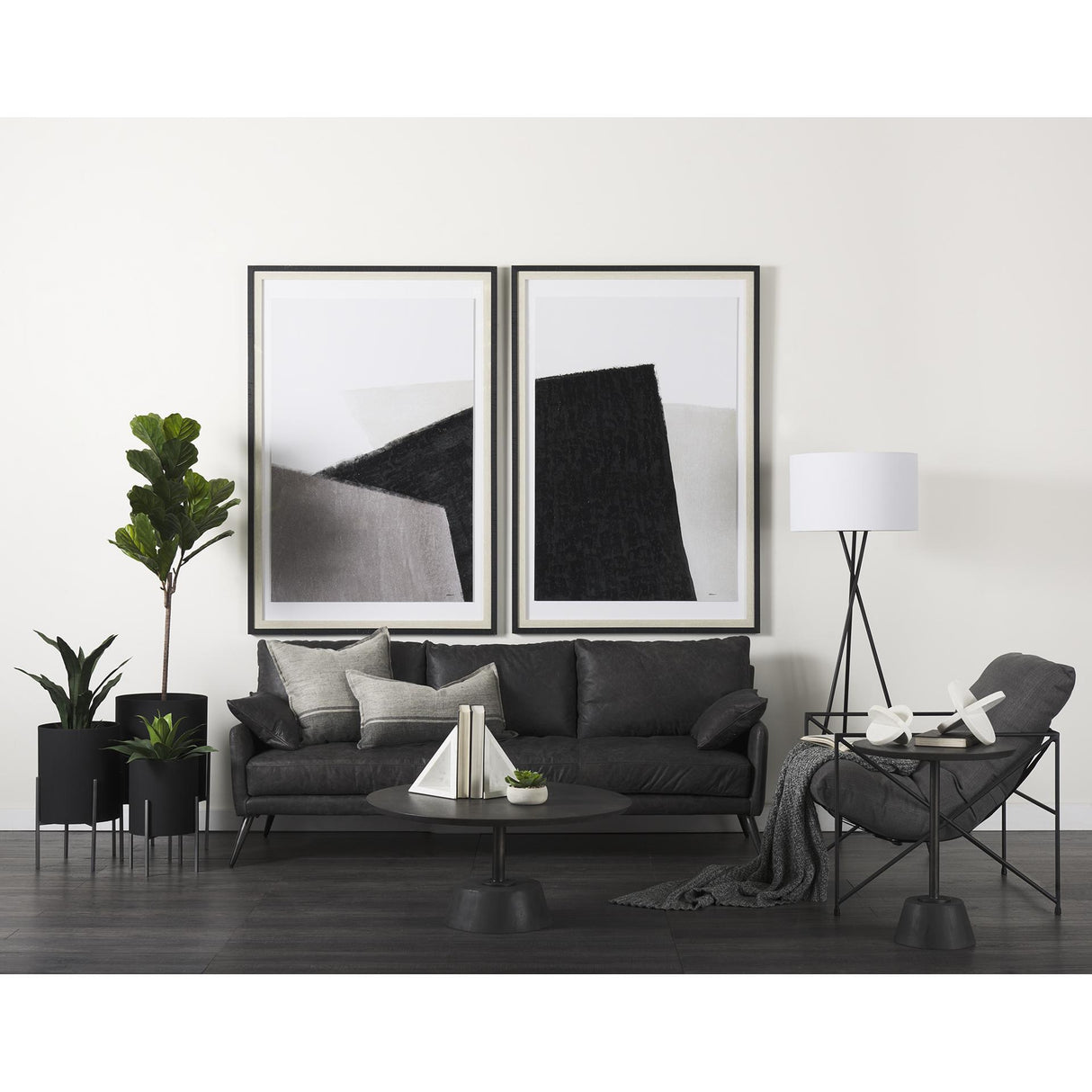 Mercana Leonidas 28.5L x 29.5W x 34.0H Grey Fabric Wrap Black Metal Frame Accent Chair