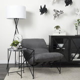 Mercana Leonidas 28.5L x 29.5W x 34.0H Grey Fabric Wrap Black Metal Frame Accent Chair