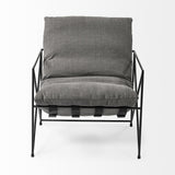 Mercana Leonidas 28.5L x 29.5W x 34.0H Grey Fabric Wrap Black Metal Frame Accent Chair