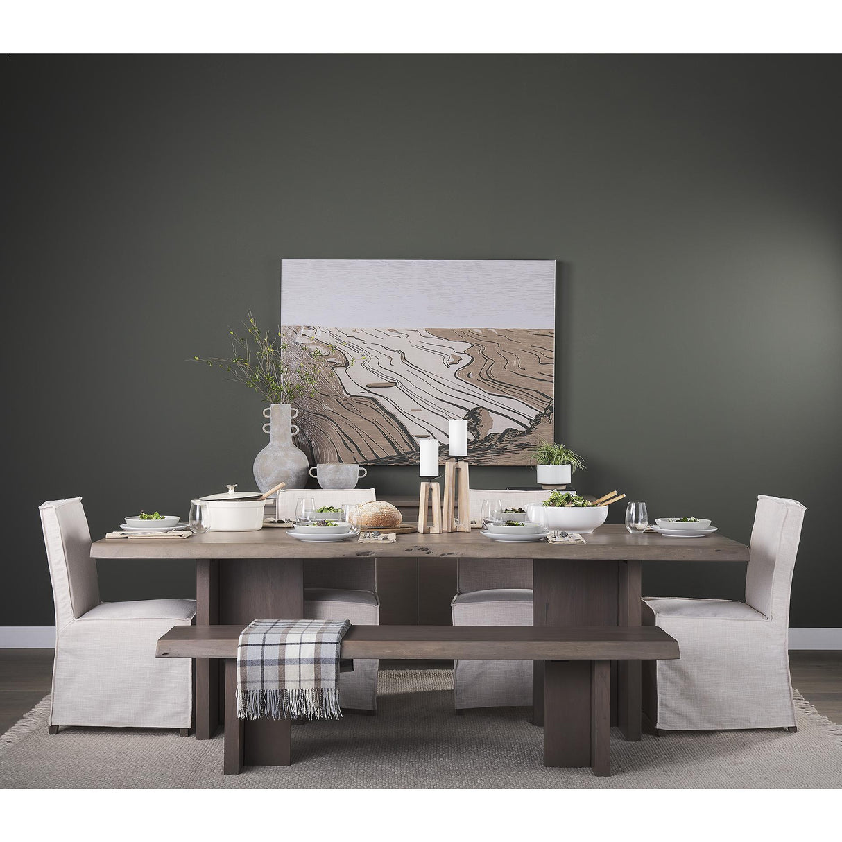 Mercana Konstantin 94.0 x 40.0 x 30.0 Medium Brown Wood W/ Live Edge Rectangular Dining Table