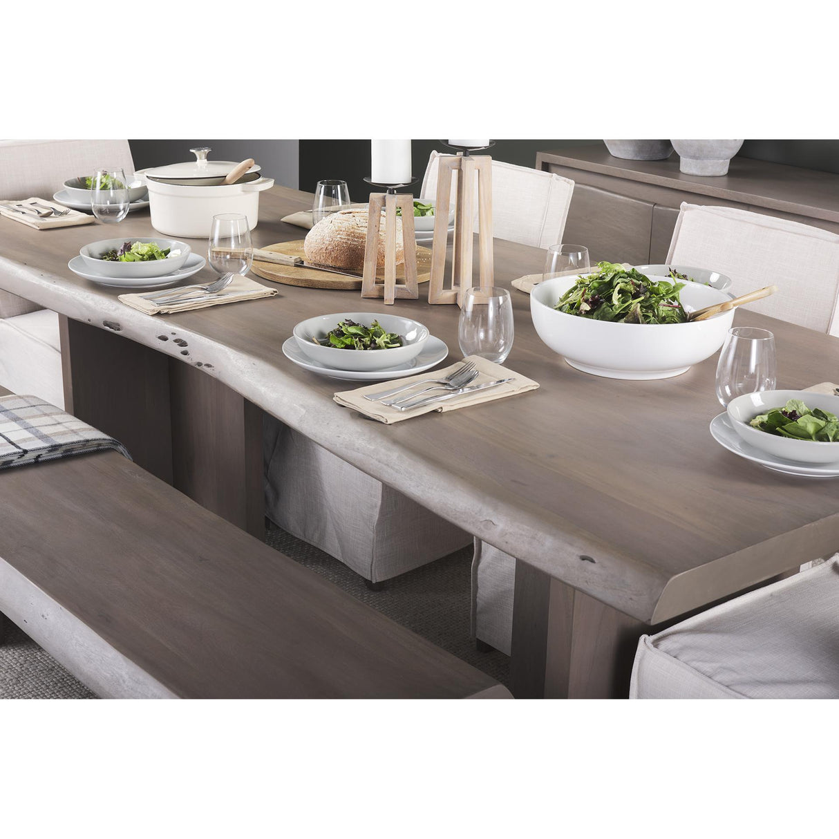 Mercana Konstantin 94.0 x 40.0 x 30.0 Medium Brown Wood W/ Live Edge Rectangular Dining Table