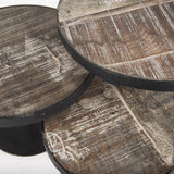 Mercana Lorenz (Set of 3) Light Brown Wood W/ Black Metal Base Round Decorative Display Stands