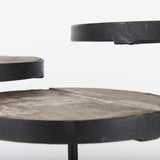 Mercana Lorenz (Set of 3) Light Brown Wood W/ Black Metal Base Round Decorative Display Stands