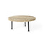 Mercana Cedric 15L x 15W x 6H Round Light Brown Wood w/ Black Metal Legs Decorative Display Stand