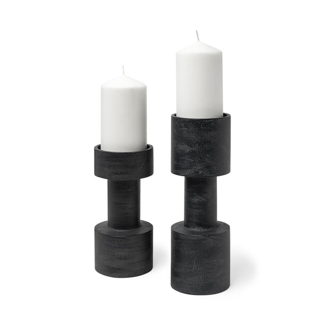 Mercana Bolton I 3.9L x 3.9W x 10.6H Black Metal Table Candle Holders