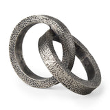 Mercana Rafiki Two Blackened Silver Hammered Finish Metal Conjoined Circles
