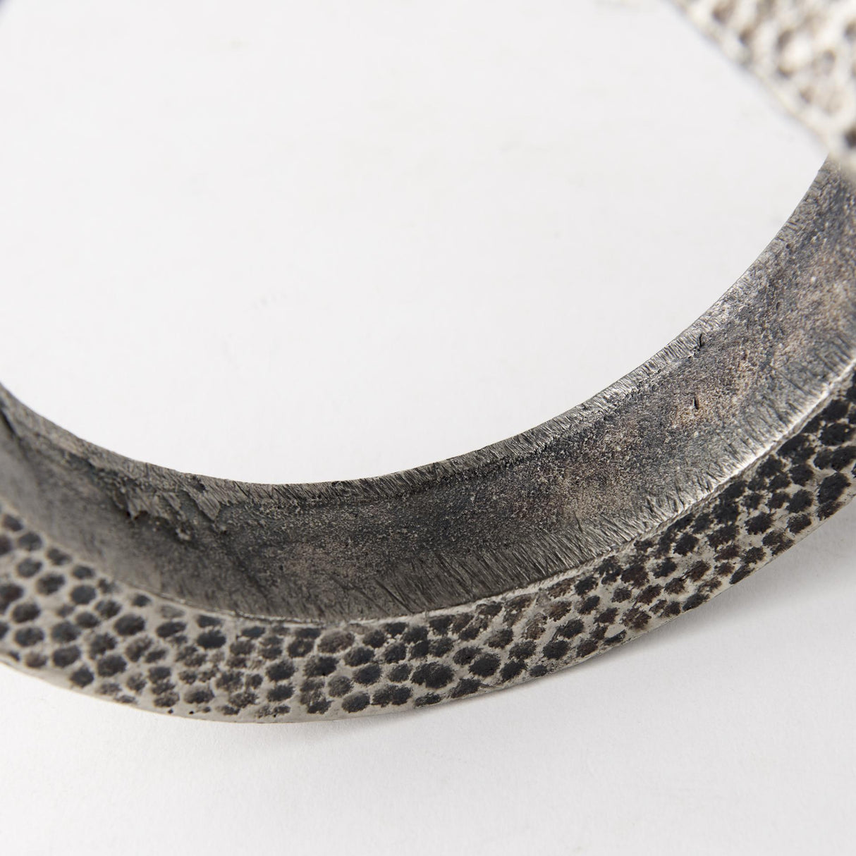 Mercana Rafiki Two Blackened Silver Hammered Finish Metal Conjoined Circles