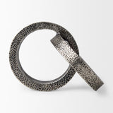 Mercana Rafiki Two Blackened Silver Hammered Finish Metal Conjoined Circles