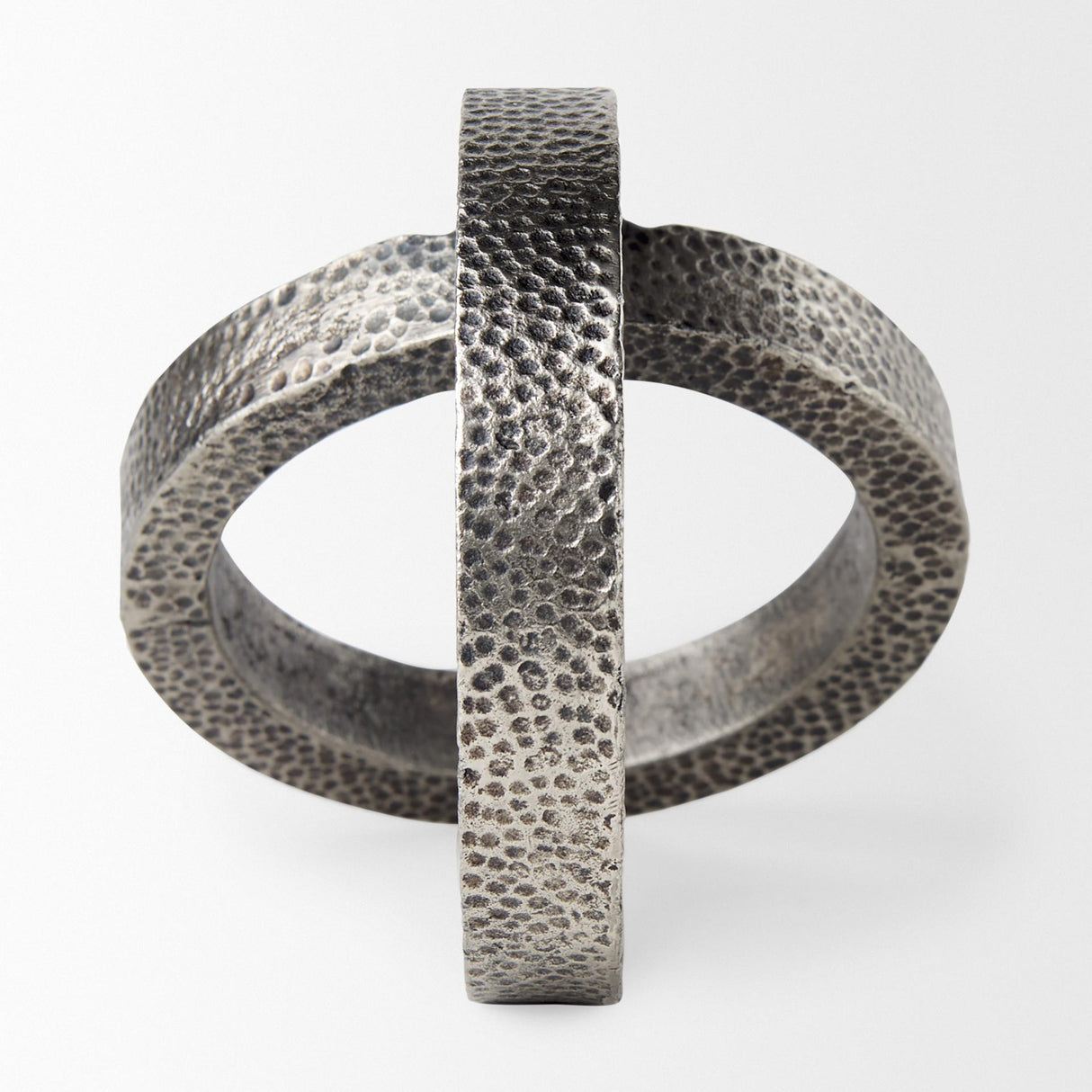 Mercana Rafiki Two Blackened Silver Hammered Finish Metal Conjoined Circles