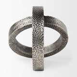 Mercana Rafiki Two Blackened Silver Hammered Finish Metal Conjoined Circles