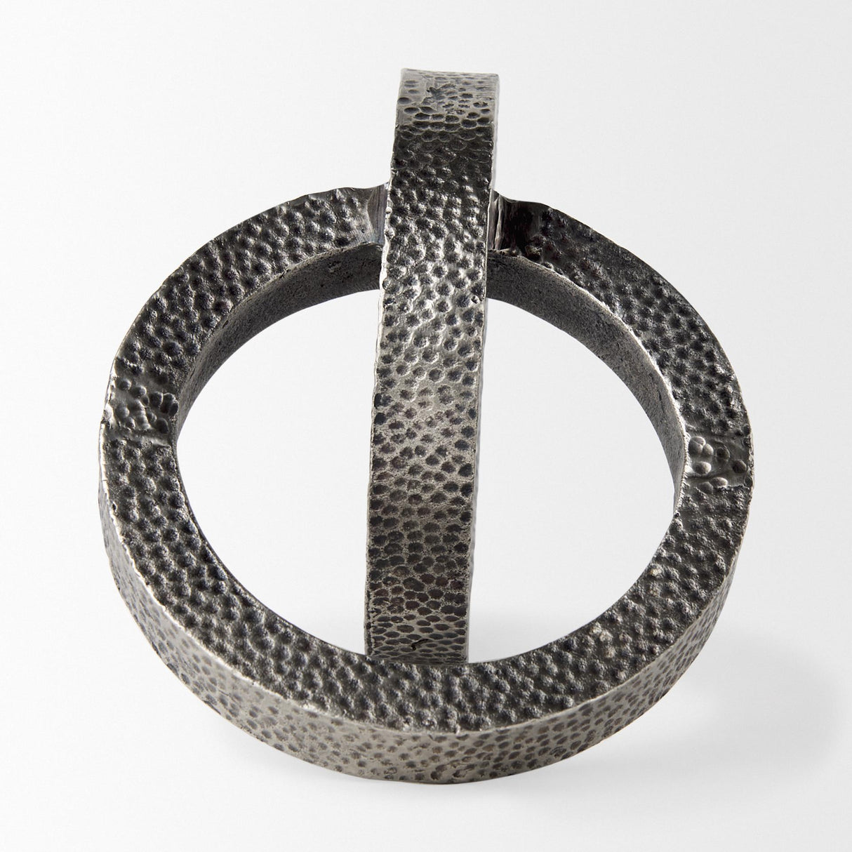 Mercana Rafiki Two Blackened Silver Hammered Finish Metal Conjoined Circles