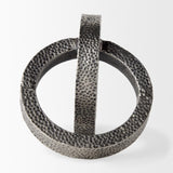 Mercana Rafiki Two Blackened Silver Hammered Finish Metal Conjoined Circles