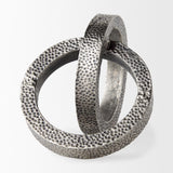 Mercana Rafiki Two Blackened Silver Hammered Finish Metal Conjoined Circles