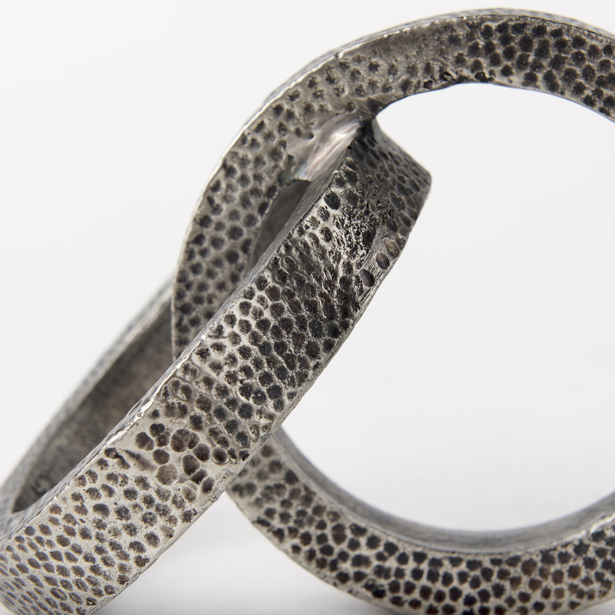 Mercana Rafiki Two Blackened Silver Hammered Finish Metal Conjoined Circles