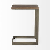 Mercana Faye 14L x 18W x 26H Medium Brown Wood W/ Antique Nickel Finished Metal Base C Side Table