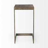 Mercana Faye 14L x 18W x 26H Medium Brown Wood W/ Antique Nickel Finished Metal Base C Side Table