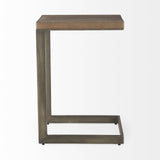 Mercana Faye 14L x 18W x 26H Medium Brown Wood W/ Antique Nickel Finished Metal Base C Side Table