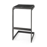 Mercana Kiran 17L x 17W x 30H Black Wood W/ Black Metal Base C-Shape Bar Stool