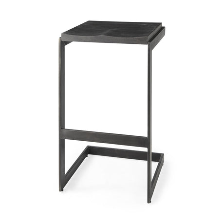 Mercana Kiran 17L x 17W x 30H Black Wood W/ Black Metal Base C-Shape Bar Stool