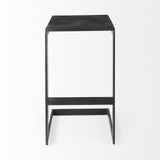 Mercana Kiran 17L x 17W x 30H Black Wood W/ Black Metal Base C-Shape Bar Stool