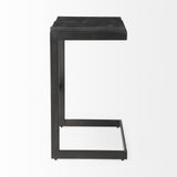 Mercana Kiran 17L x 17W x 30H Black Wood W/ Black Metal Base C-Shape Bar Stool