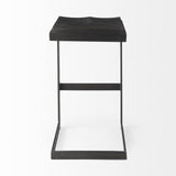 Mercana Kiran 17L x 17W x 30H Black Wood W/ Black Metal Base C-Shape Bar Stool
