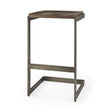 Mercana Kiran 17L x 17W x 30H Medium Brown Wood W/ Antique Nickel Finished Metal Frame Bar Stool