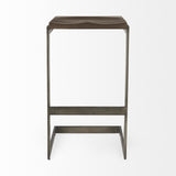Mercana Kiran 17L x 17W x 30H Medium Brown Wood W/ Antique Nickel Finished Metal Frame Bar Stool