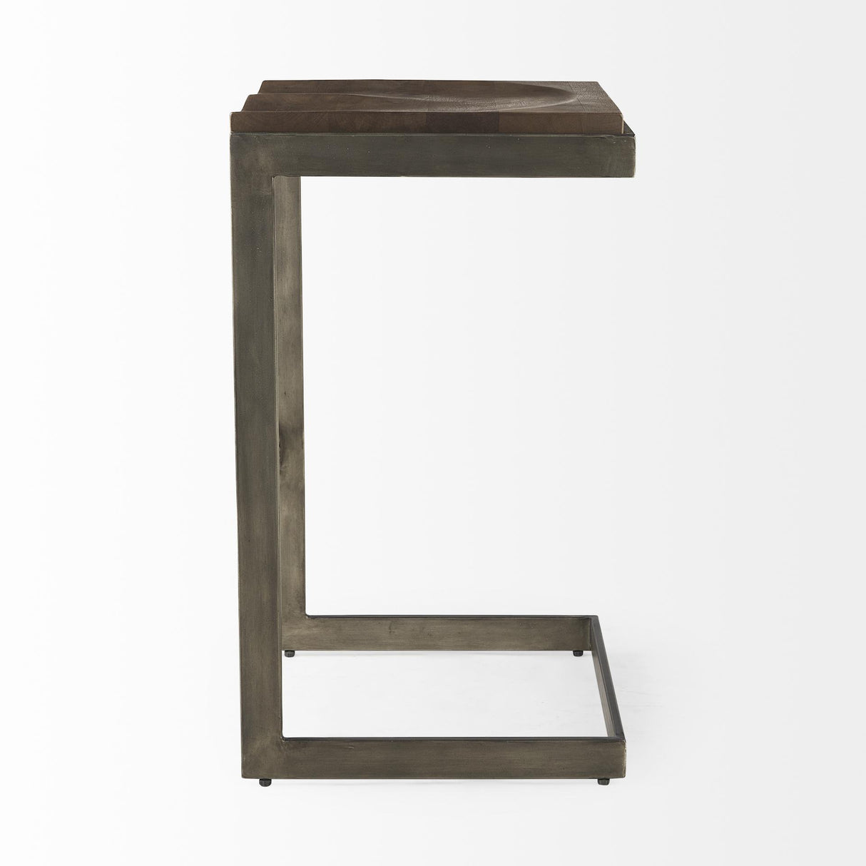 Mercana Kiran 17L x 17W x 30H Medium Brown Wood W/ Antique Nickel Finished Metal Frame Bar Stool