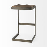 Mercana Kiran 17L x 17W x 30H Medium Brown Wood W/ Antique Nickel Finished Metal Frame Bar Stool