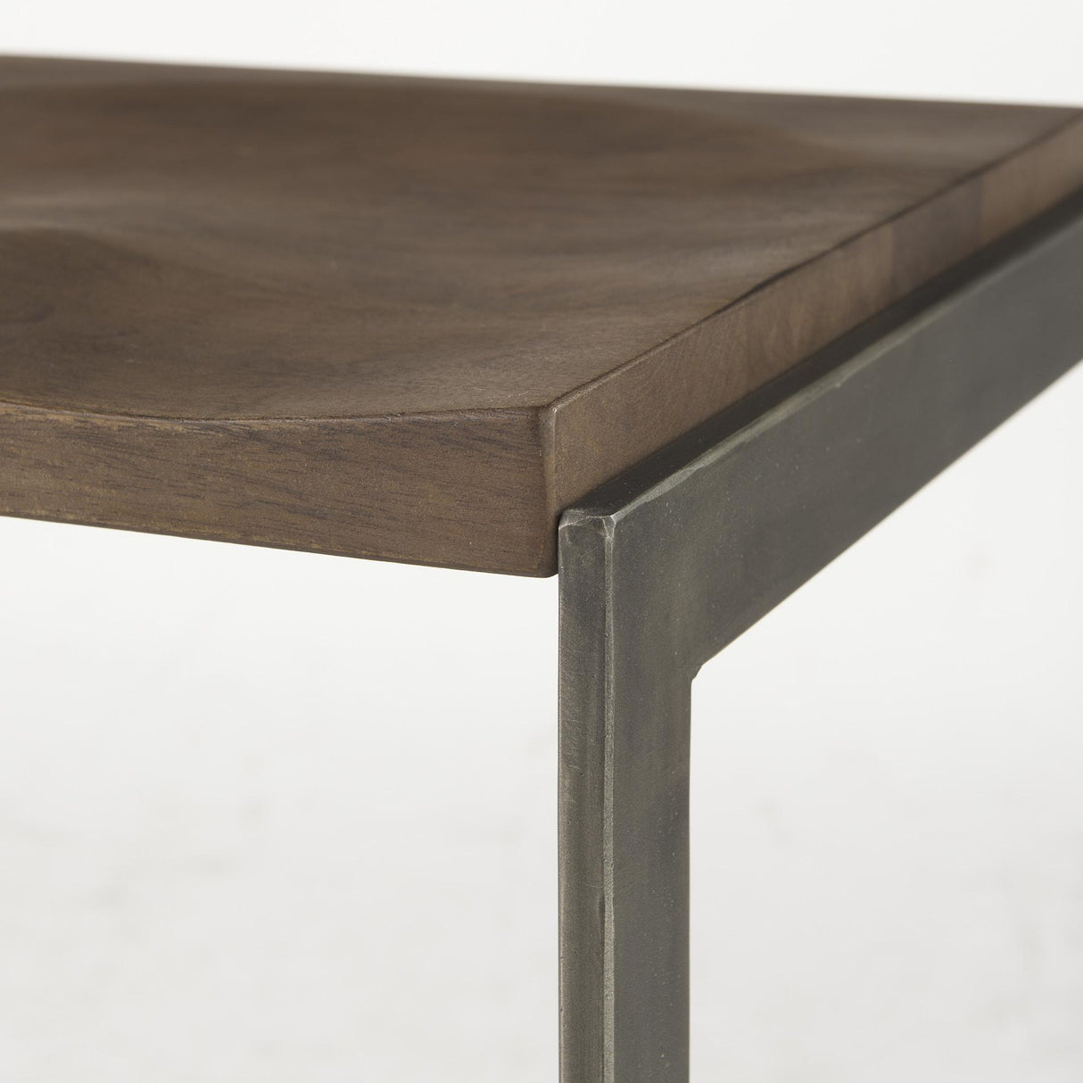 Mercana Kiran 17L x 17W x 30H Medium Brown Wood W/ Antique Nickel Finished Metal Frame Bar Stool