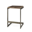 Mercana Kiran 17L x 17W x 26H Medium Brown Wood W/ Antique Nickel Finished Metal Frame Counter Stool
