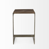 Mercana Kiran 17L x 17W x 26H Medium Brown Wood W/ Antique Nickel Finished Metal Frame Counter Stool