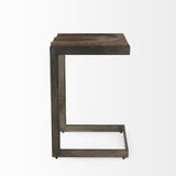 Mercana Kiran 17L x 17W x 26H Medium Brown Wood W/ Antique Nickel Finished Metal Frame Counter Stool
