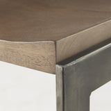Mercana Kiran 17L x 17W x 26H Medium Brown Wood W/ Antique Nickel Finished Metal Frame Counter Stool
