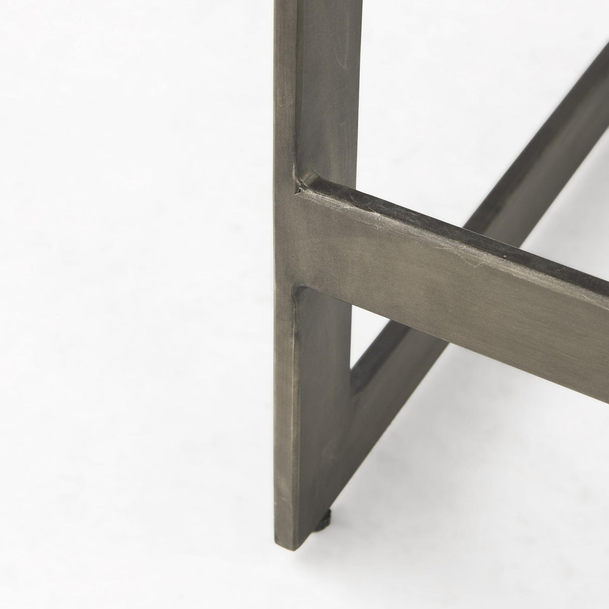 Mercana Kiran 17L x 17W x 26H Medium Brown Wood W/ Antique Nickel Finished Metal Frame Counter Stool
