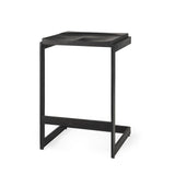 Mercana Kiran 17L x 17W x 26H Black Wood W/ Black Metal Base C-Shape Counter Stool