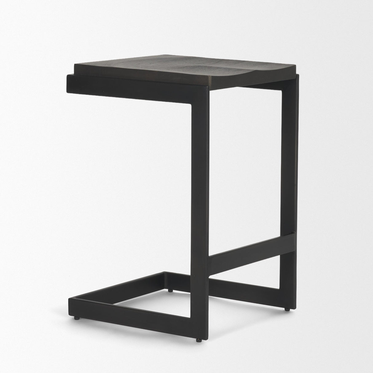 Mercana Kiran 17L x 17W x 26H Black Wood W/ Black Metal Base C-Shape Counter Stool