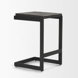 Mercana Kiran 17L x 17W x 26H Black Wood W/ Black Metal Base C-Shape Counter Stool