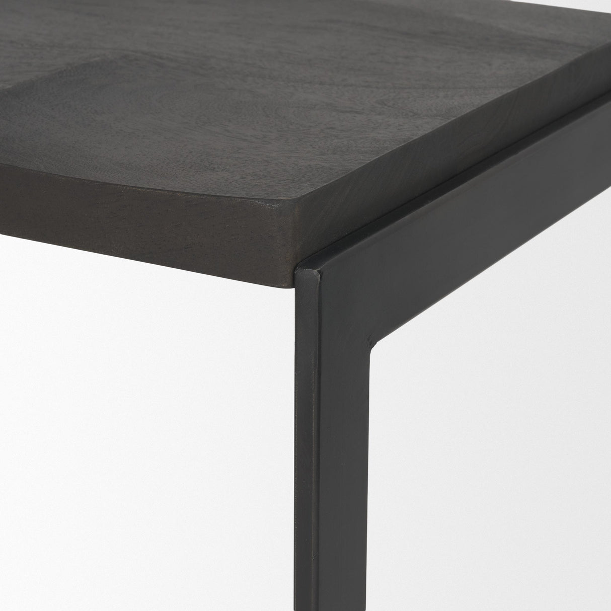 Mercana Kiran 17L x 17W x 26H Black Wood W/ Black Metal Base C-Shape Counter Stool