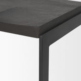 Mercana Kiran 17L x 17W x 26H Black Wood W/ Black Metal Base C-Shape Counter Stool