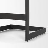 Mercana Kiran 17L x 17W x 26H Black Wood W/ Black Metal Base C-Shape Counter Stool