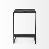 Mercana Kiran 17L x 17W x 26H Black Wood W/ Black Metal Base C-Shape Counter Stool