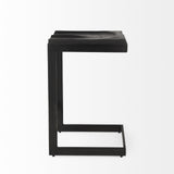 Mercana Kiran 17L x 17W x 26H Black Wood W/ Black Metal Base C-Shape Counter Stool