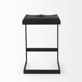 Mercana Kiran 17L x 17W x 26H Black Wood W/ Black Metal Base C-Shape Counter Stool