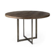 Mercana Faye I 48L x 48W x 30H Medium Brown Wood W/Antique Nickel Metal Base Round Dining Table