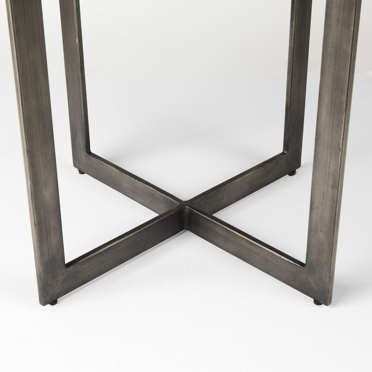 Mercana Faye I 48L x 48W x 30H Medium Brown Wood W/Antique Nickel Metal Base Round Dining Table