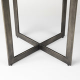 Mercana Faye I 48L x 48W x 30H Medium Brown Wood W/Antique Nickel Metal Base Round Dining Table