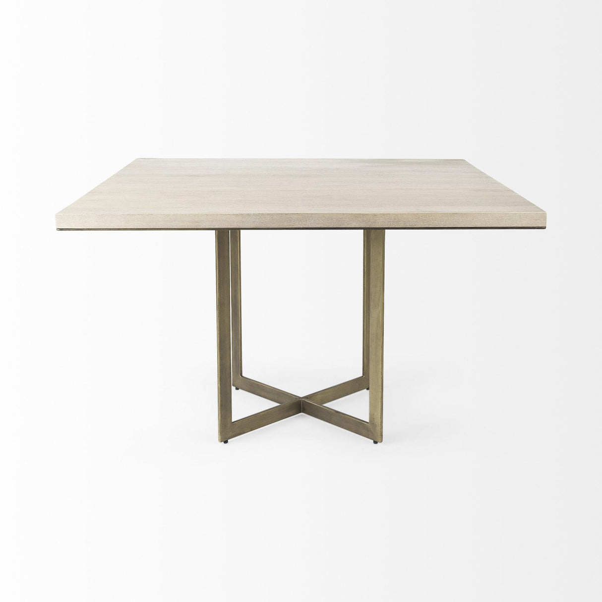 Mercana Faye I 48L x 48W x 30H Beige Finished Wood W/Gold Metal Base Square Dining Table