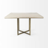 Mercana Faye I 48L x 48W x 30H Beige Finished Wood W/Gold Metal Base Square Dining Table